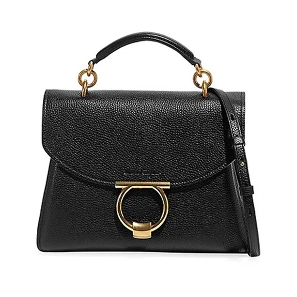 Ferragamo Margot pebbled black leather bag. Top handle or cross body strap. - Picture 1 of 7